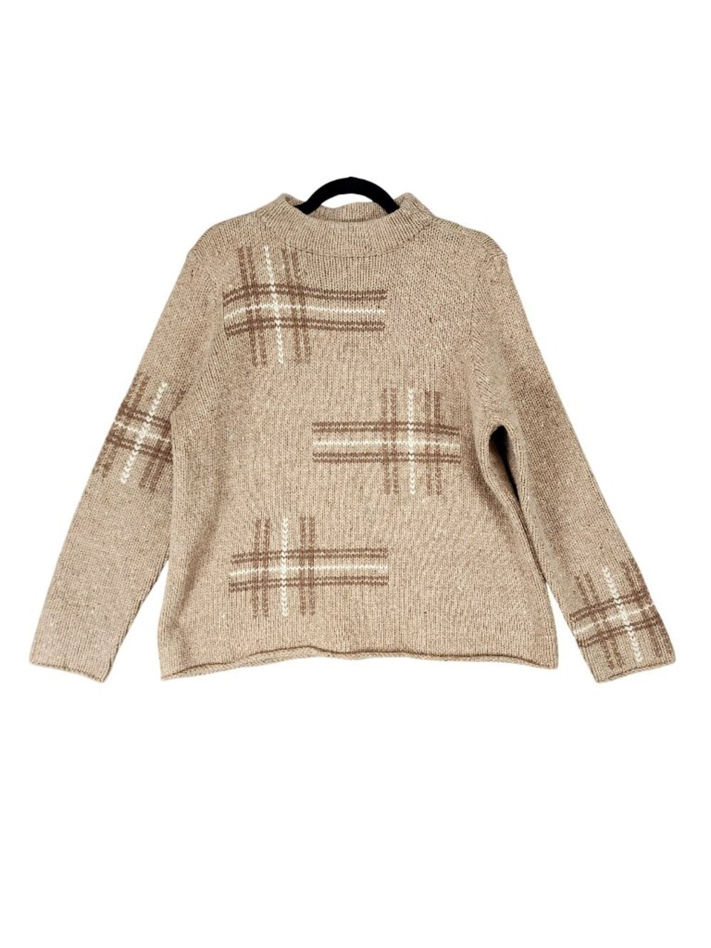 Liz Claiborne Sweater Womens Medium Petite Brown Lambs Wool Blend Long Sleeve